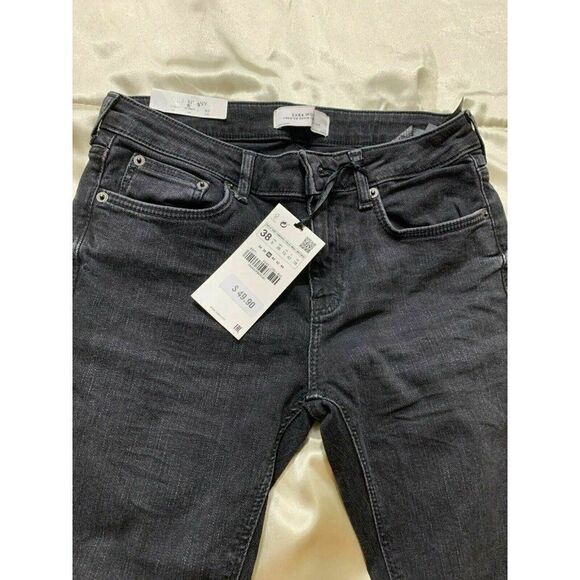 Zara Womens New Solid Black Mid Rise Skinny Jeans Denim 6 Small - Picture 3 of 10